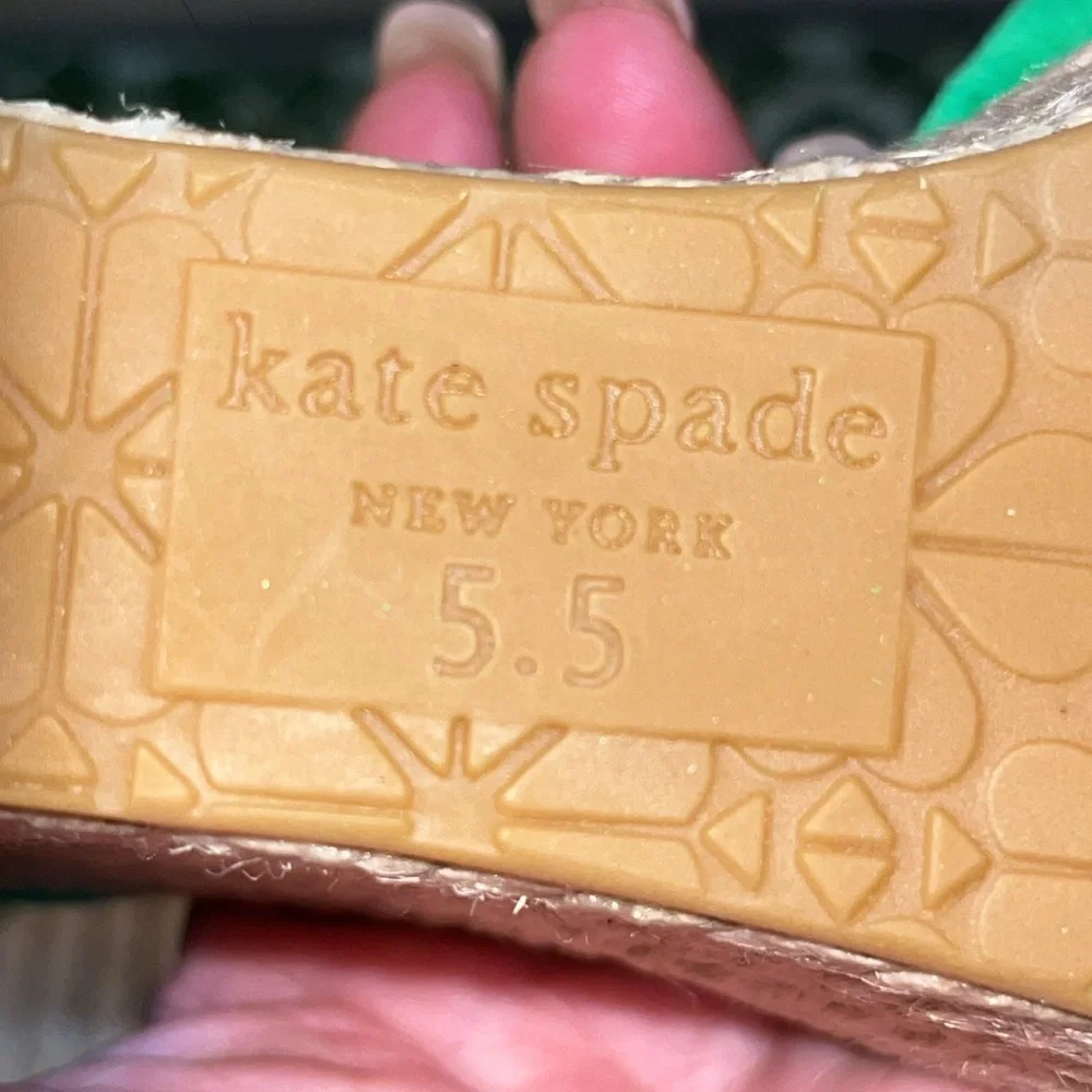 Kate Spade New York Tianna Green Knot Detail Espadrills Wedge Sandals sz 5.5 NWT